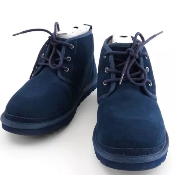 UGG neumel classic suede sheepskin chukka boots mens size 12 Navy winter boots - Picture 5 of 9